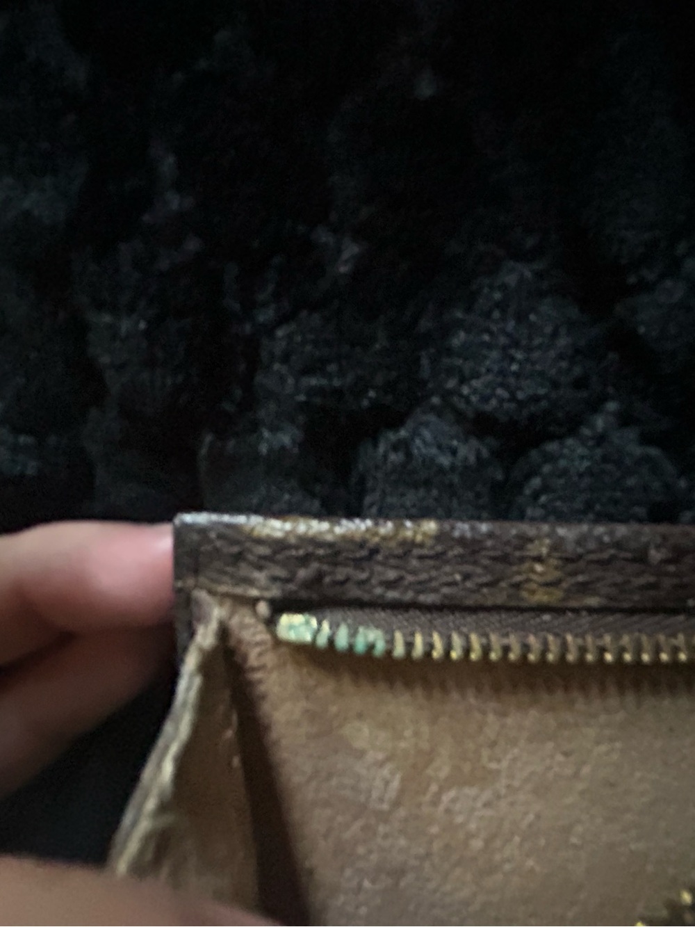 Louis Vuitton Brown Monogram Wristlet with Gold Chain and Red Accents - Picture 4 of 5